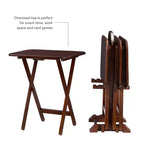 Tables d'appoint pliantes Grant de 5 pièces pour télévision en cerisier foncé/chrome - Powell : lot de 4 avec support, finition en bois MDF