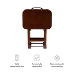 Tables d'appoint pliantes Grant de 5 pièces pour télévision en cerisier foncé/chrome - Powell : lot de 4 avec support, finition en bois MDF
