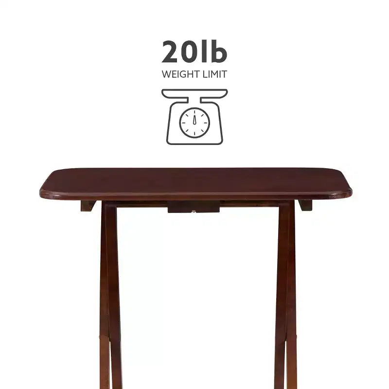 Tables d'appoint pliantes Grant de 5 pièces pour télévision en cerisier foncé/chrome - Powell : lot de 4 avec support, finition en bois MDF