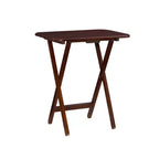 Tables d'appoint pliantes Grant de 5 pièces pour télévision en cerisier foncé/chrome - Powell : lot de 4 avec support, finition en bois MDF