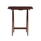 Tables d'appoint pliantes Grant de 5 pièces pour télévision en cerisier foncé/chrome - Powell : lot de 4 avec support, finition en bois MDF