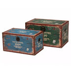 Baxton Studio – Lot de 2 malles de rangement Sabeen en similicuir et bois vert/bleu