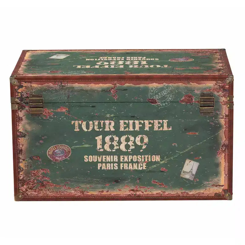 Baxton Studio – Lot de 2 malles de rangement Sabeen en similicuir et bois vert/bleu