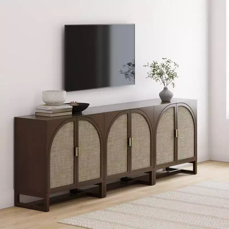 Nathan James Lot de 3 consoles Paxton avec portes, marron foncé