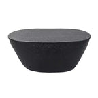 The Urban Port 36" Coffee Table Handcrafted Hammered Design Matte Black Sculptural Aluminum Frame Black