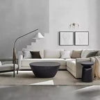 Table basse Urban Port 36" au design martelé artisanal, cadre sculptural en aluminium noir mat, noire