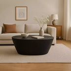Table basse Urban Port 36" au design martelé artisanal, cadre sculptural en aluminium noir mat, noire
