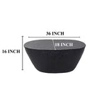 Table basse Urban Port 36" au design martelé artisanal, cadre sculptural en aluminium noir mat, noire
