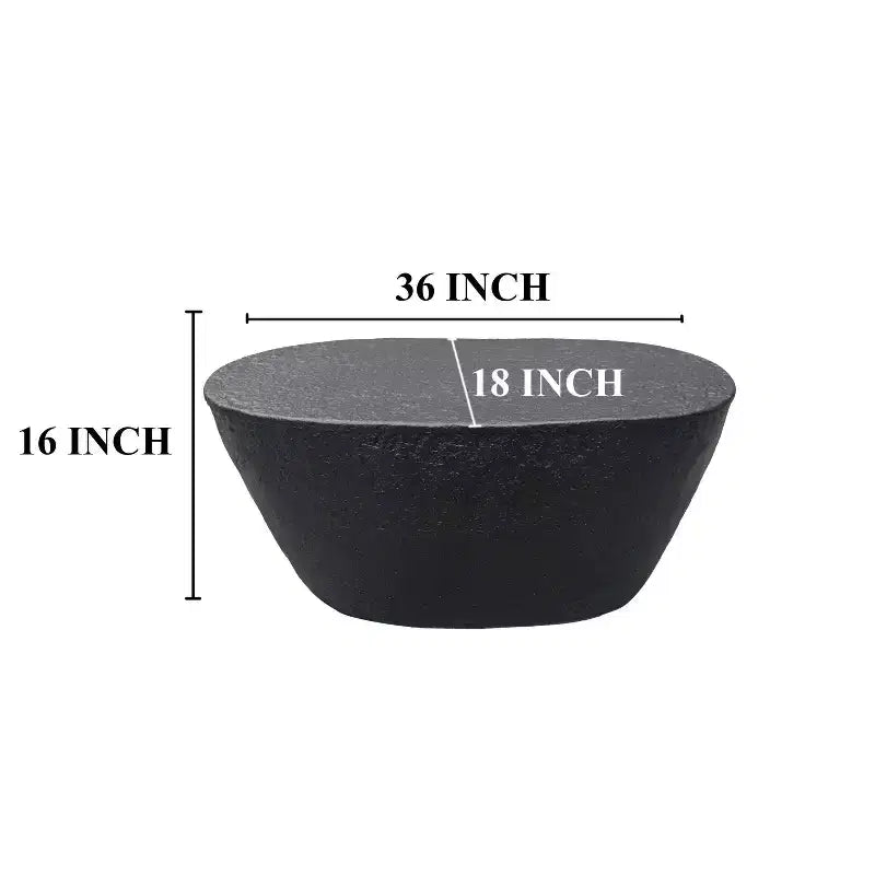 Table basse Urban Port 36" au design martelé artisanal, cadre sculptural en aluminium noir mat, noire