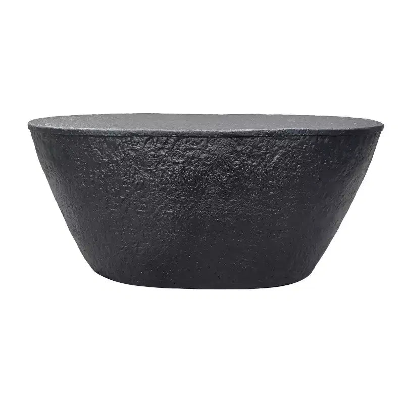 Table basse Urban Port 36" au design martelé artisanal, cadre sculptural en aluminium noir mat, noire