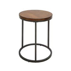 Carolina Living 18" Edie Round Thick Top Accent Table Chestnut Brown/Silver: Metal Frame, Wood Veneer Top, 26" High