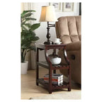 Table d'appoint Wasaki avec ports USB et étagères - Acme Furniture : 2 niveaux, rangement avec prise.
