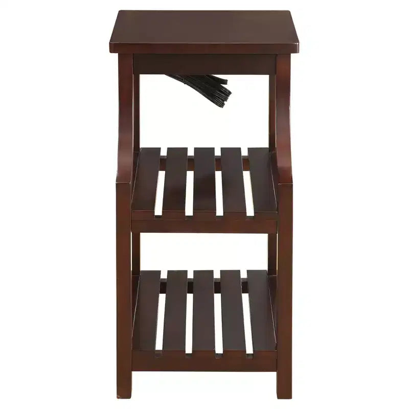 Table d'appoint Wasaki avec ports USB et étagères - Acme Furniture : 2 niveaux, rangement avec prise.