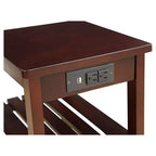 Table d'appoint Wasaki avec ports USB et étagères - Acme Furniture : 2 niveaux, rangement avec prise.