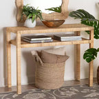 Console en rotin et bois d'acacia bali & pari Kalimantan, miel clair