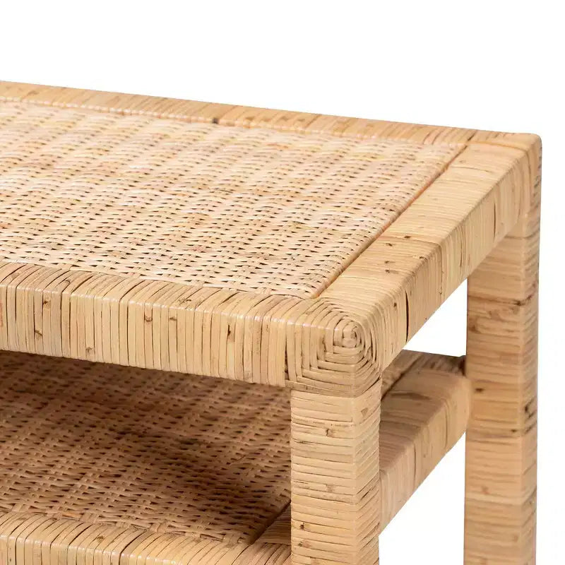 Console en rotin et bois d'acacia bali & pari Kalimantan, miel clair