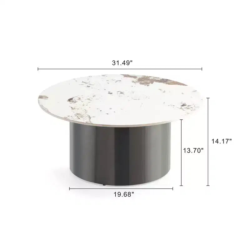 Manhattan Comfort Table Basse Alondra avec Plateau en Pierre Frittée Noir