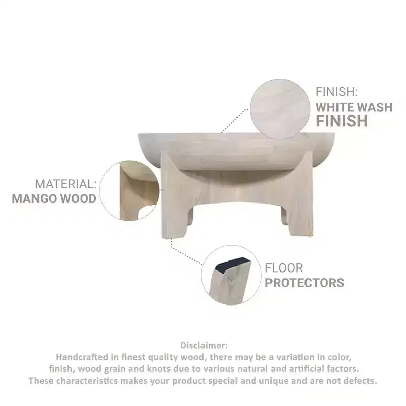 Table basse Urban Port 32" avec plateau en manguier, finition tambour blanc délavé classique