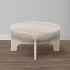 Table basse Urban Port 32" avec plateau en manguier, finition tambour blanc délavé classique