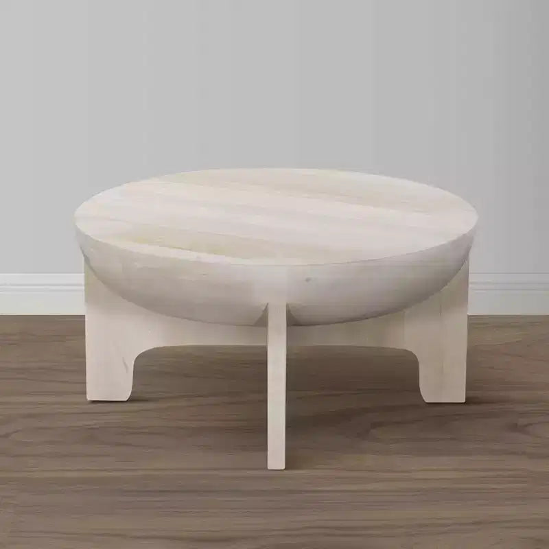 Table basse Urban Port 32" avec plateau en manguier, finition tambour blanc délavé classique
