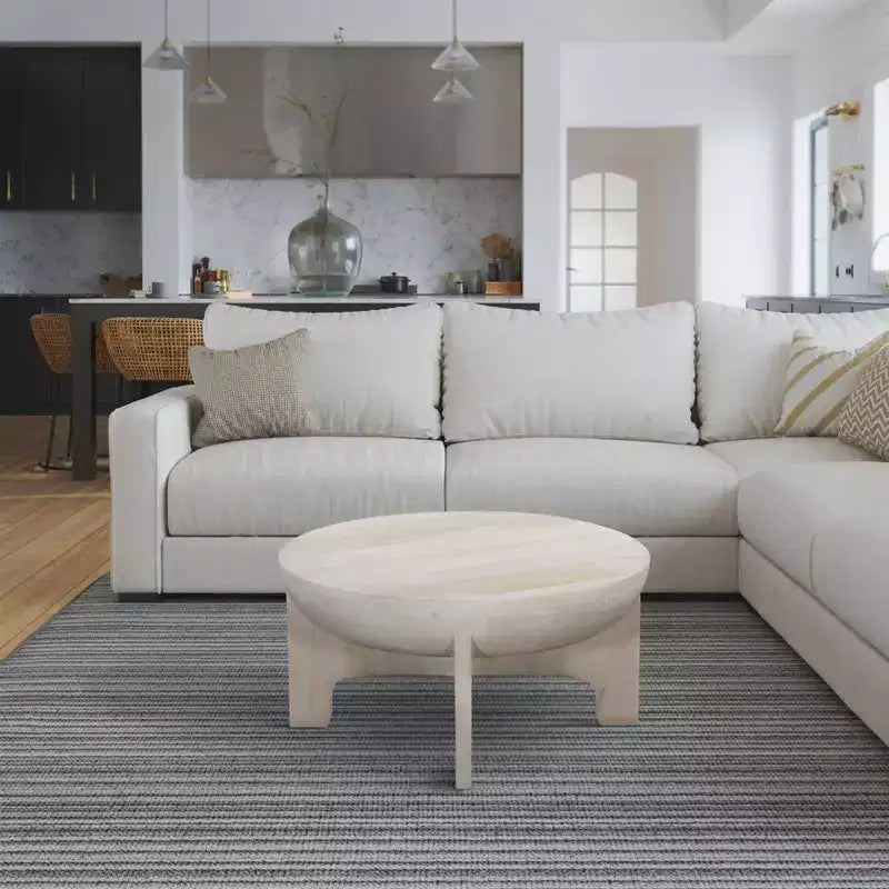 Table basse Urban Port 32" avec plateau en manguier, finition tambour blanc délavé classique
