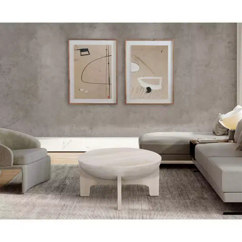 Table basse Urban Port 32" avec plateau en manguier, finition tambour blanc délavé classique