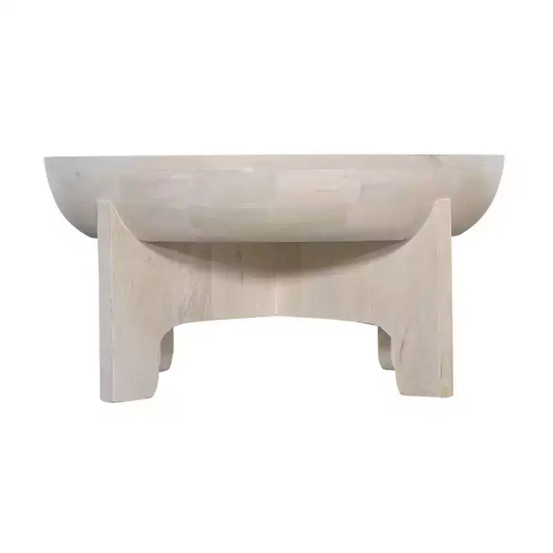 Table basse Urban Port 32" avec plateau en manguier, finition tambour blanc délavé classique