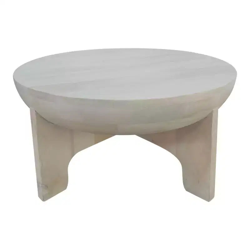 Table basse Urban Port 32" avec plateau en manguier, finition tambour blanc délavé classique