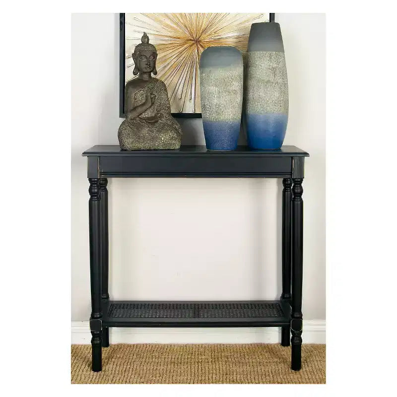 Console rectangulaire traditionnelle en bois noir - Olivia & May
