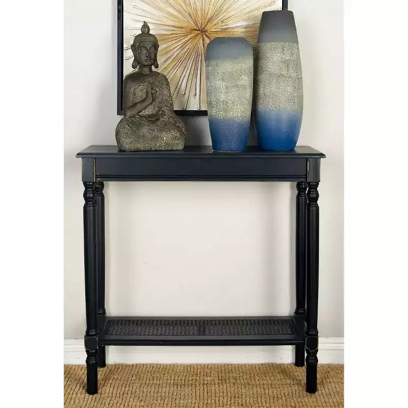 Console rectangulaire traditionnelle en bois noir - Olivia & May