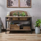 Console Camie en chêne recyclé - miBasics : Meuble d'entrée robuste avec étagères de rangement