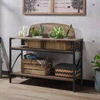 Console Camie en chêne recyclé - miBasics : Meuble d'entrée robuste avec étagères de rangement