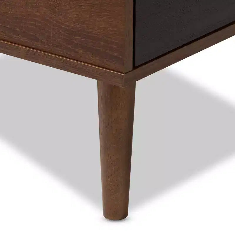 Merrick Commode Moderne Rétro Mid-Century 1 Tiroir Gris Clair, Marron - Baxton Studio