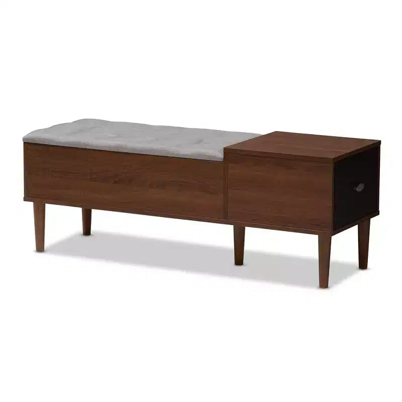 Merrick Commode Moderne Rétro Mid-Century 1 Tiroir Gris Clair, Marron - Baxton Studio