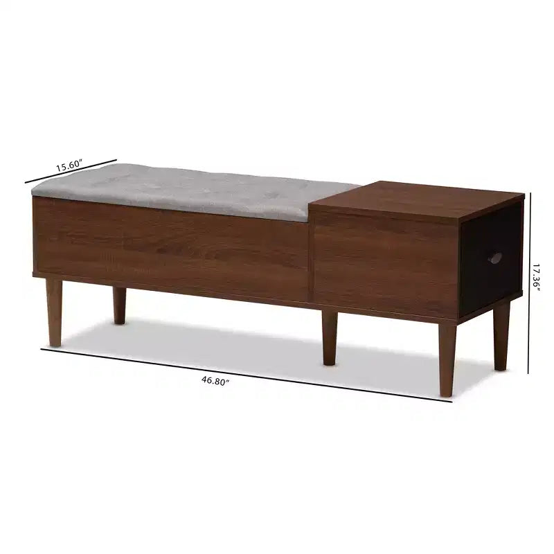 Merrick Commode Moderne Rétro Mid-Century 1 Tiroir Gris Clair, Marron - Baxton Studio