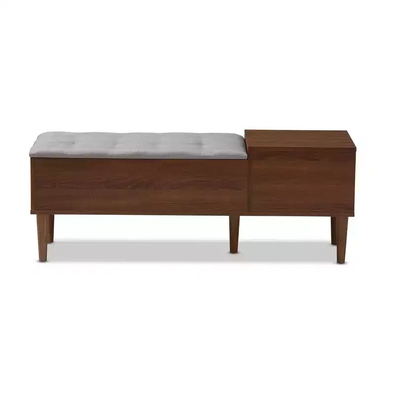 Merrick Commode Moderne Rétro Mid-Century 1 Tiroir Gris Clair, Marron - Baxton Studio