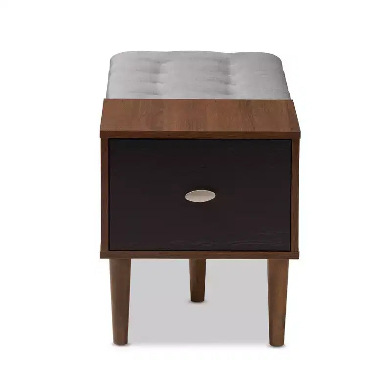 Merrick Commode Moderne Rétro Mid-Century 1 Tiroir Gris Clair, Marron - Baxton Studio