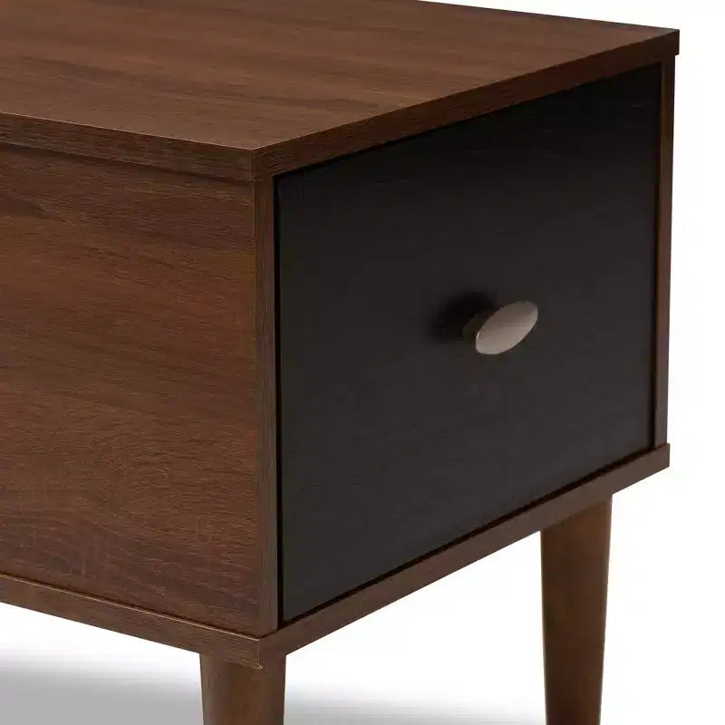 Merrick Commode Moderne Rétro Mid-Century 1 Tiroir Gris Clair, Marron - Baxton Studio