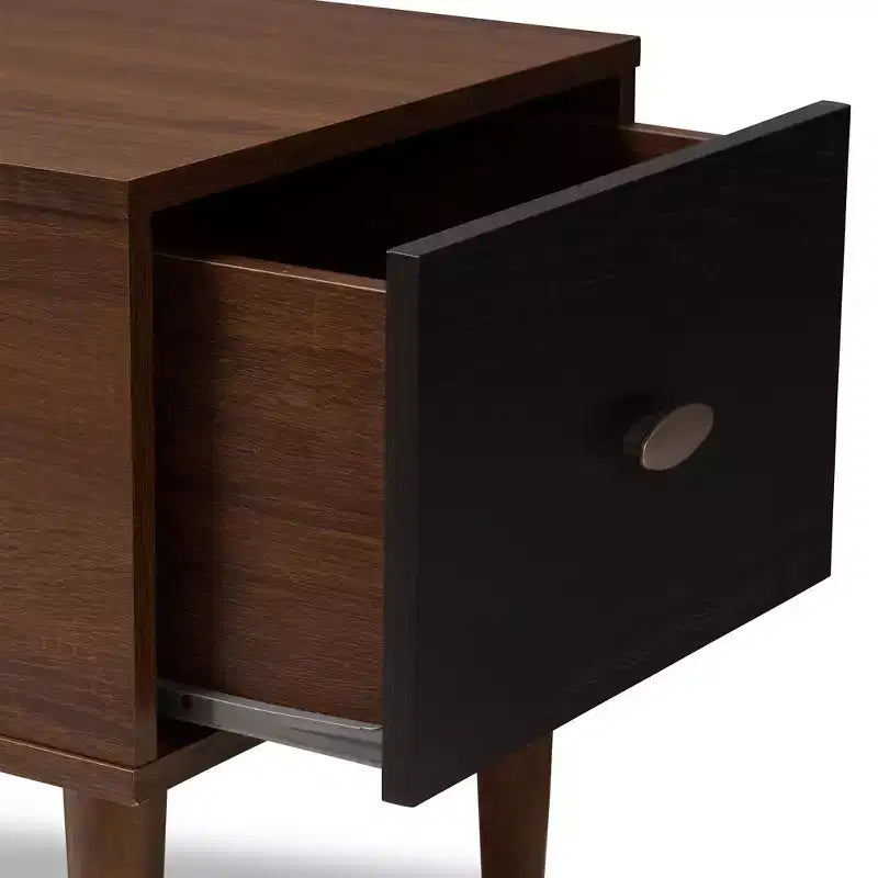 Merrick Commode Moderne Rétro Mid-Century 1 Tiroir Gris Clair, Marron - Baxton Studio