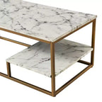 Table Basse Marmo avec Plateau Faux Marbre Doré/ - Teamson Home : Rangement Moderne Résistant aux Rayures, Design à 4 Pieds
