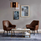 Table Basse Marmo avec Plateau Faux Marbre Doré/ - Teamson Home : Rangement Moderne Résistant aux Rayures, Design à 4 Pieds