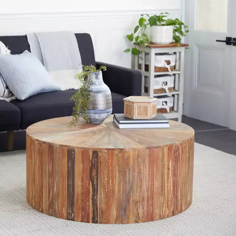 Table basse rustique en bois de récupération marron - Olivia & May