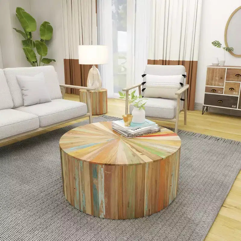 Table basse rustique en bois de récupération marron - Olivia & May