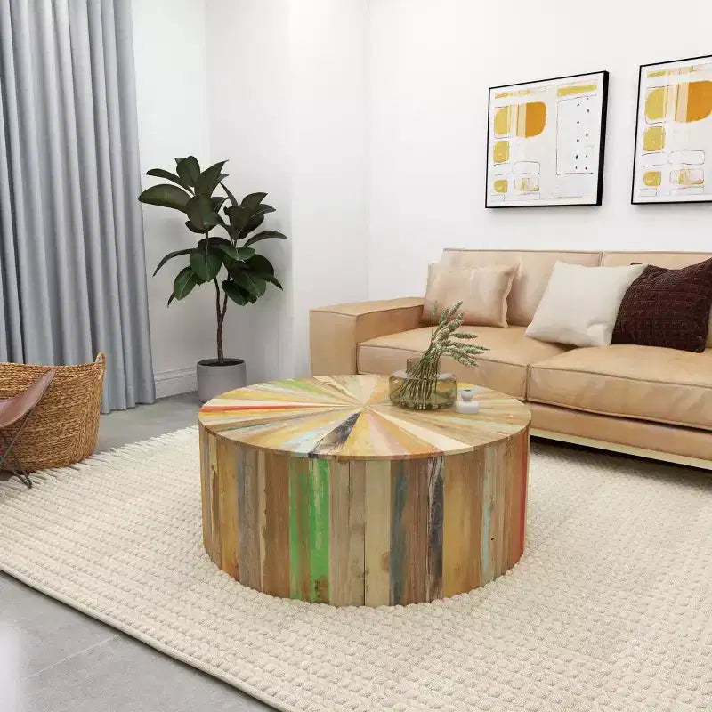 Table basse rustique en bois de récupération marron - Olivia & May