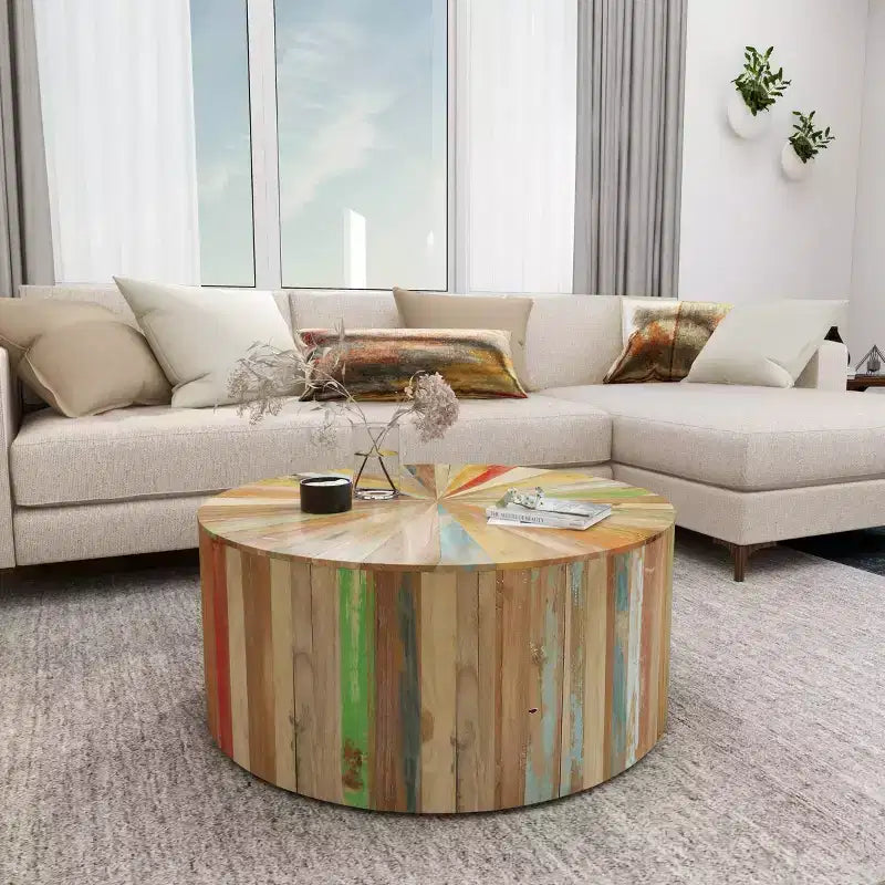Table basse rustique en bois de récupération marron - Olivia & May