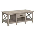 Key West Coffee Table with Storage - Bush Furniture: Aged Bronze Pulls, Open Compartments