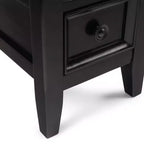 Table d'appoint étroite Halifax 35,5 cm marron hickory - WyndenHall : Tiroir, étagère ouverte, pin