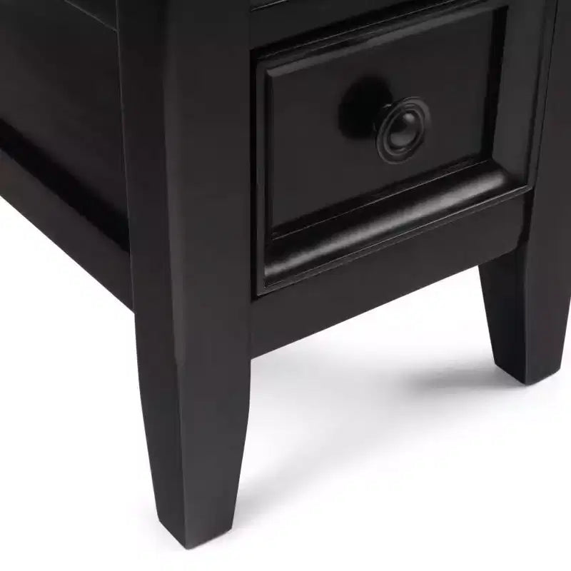 Table d'appoint étroite Halifax 35,5 cm marron hickory - WyndenHall : Tiroir, étagère ouverte, pin