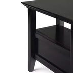 Table d'appoint étroite Halifax 35,5 cm marron hickory - WyndenHall : Tiroir, étagère ouverte, pin