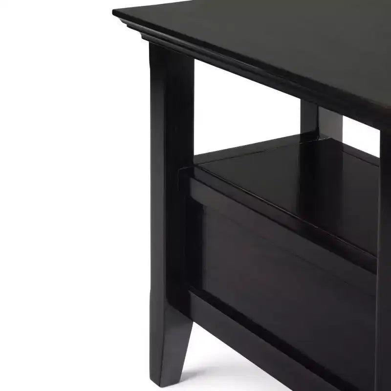 Table d'appoint étroite Halifax 35,5 cm marron hickory - WyndenHall : Tiroir, étagère ouverte, pin